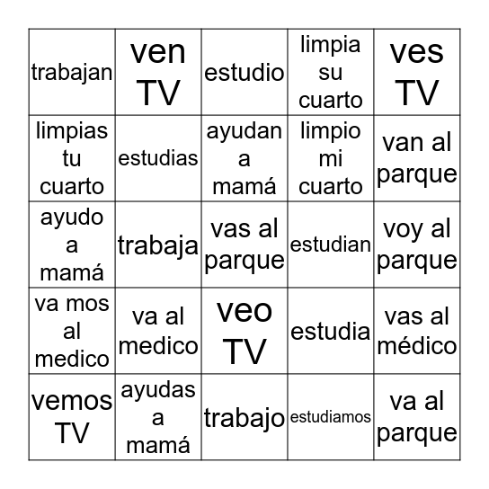 ¿Qué hacemos después de la escuela? Bingo Card