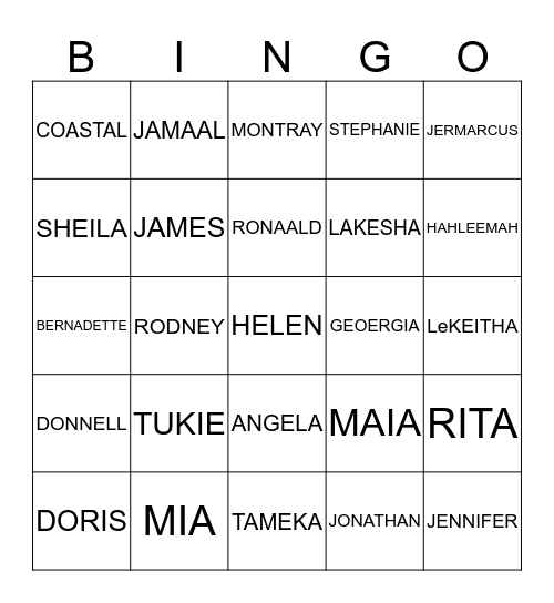 BOOKER FAMILY BINGO Card