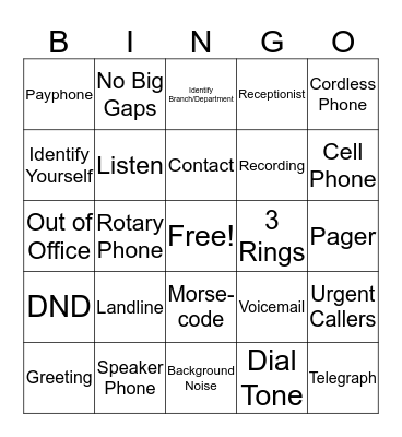 Voicemail Bingo Card