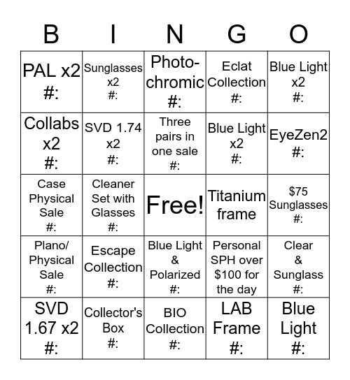 BOGO BINGO! Bingo Card
