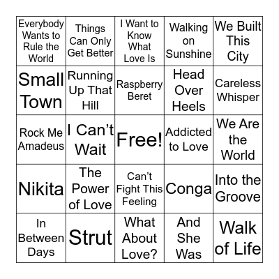 Class of ‘85 Bingo Card