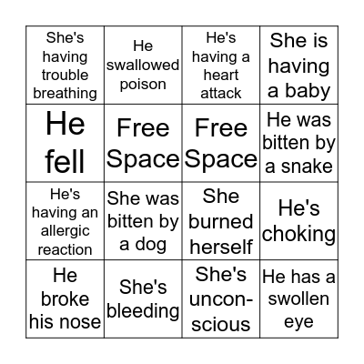 Call 911! Bingo Card