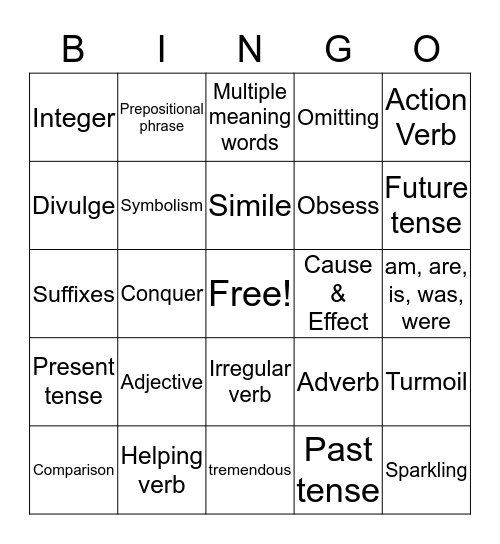 ELA BINGO Card