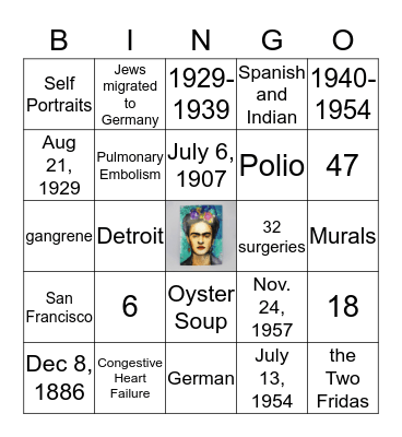 Frida Bingo Card