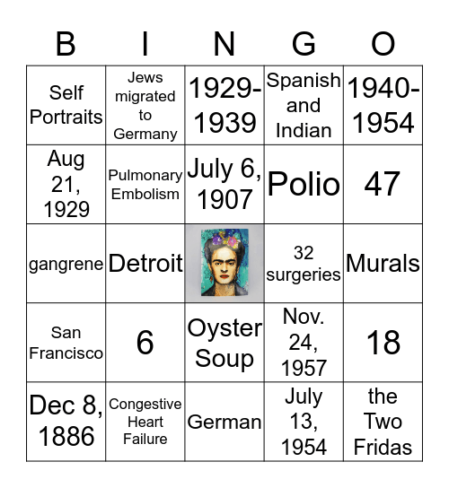 Frida Bingo Card