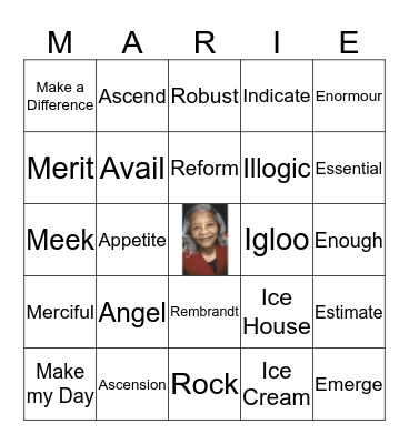 MARIE Bingo Card