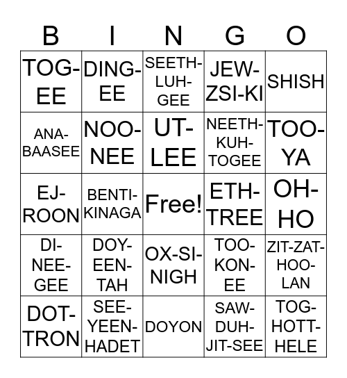 BENHTI KINAGA BINGO Card