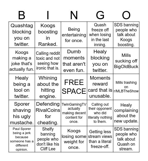 #SonyPartner Bingo Card