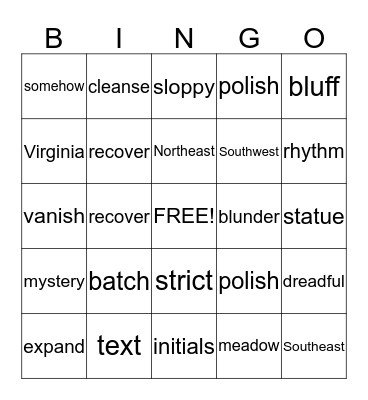 Power Up Bingo Card