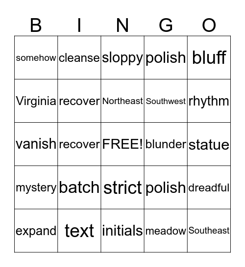 Power Up Bingo Card