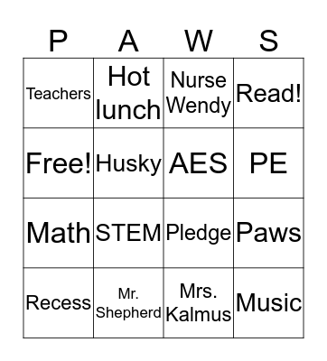 Husky Bingo Card