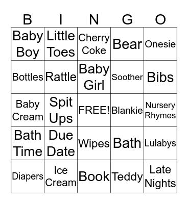 He or She?  Bingo Card