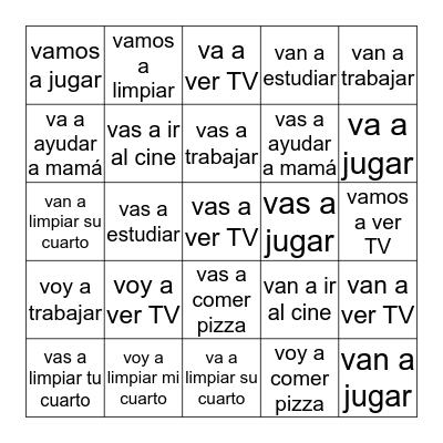 ¿Qué vas a hacer el fín de semana? Bingo Card
