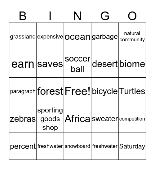 Unit 4: 3-4 Bingo Card