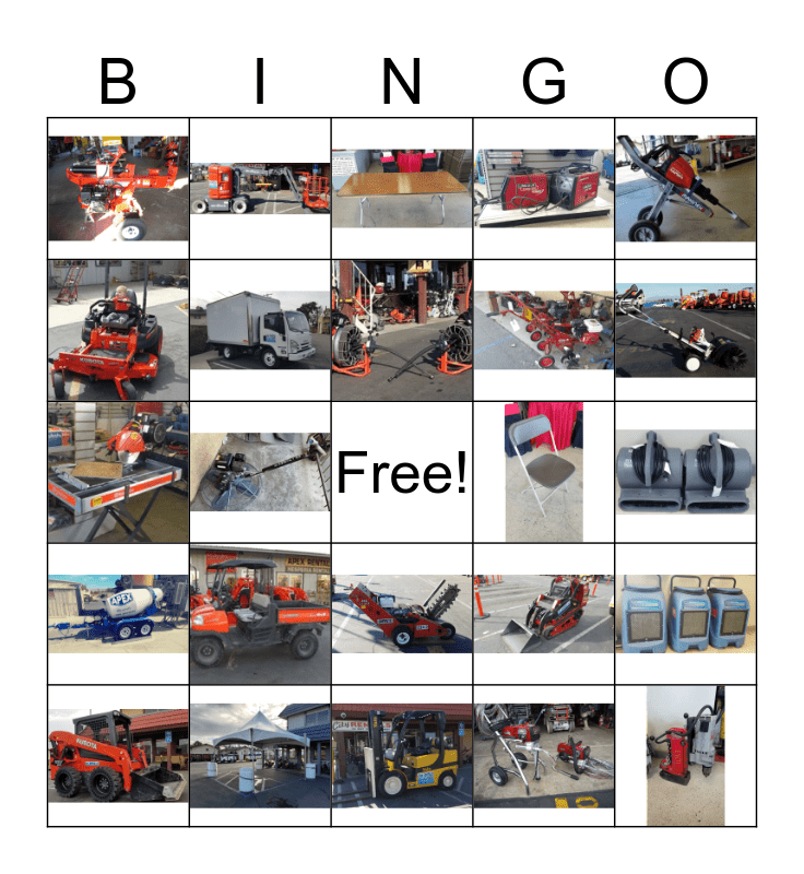 Rental Yard Bingo Card