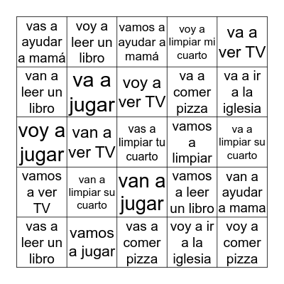 ¿Qué vas a hacer el fín de semana? Bingo Card