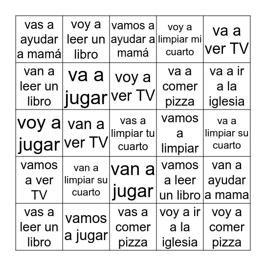 ¿Qué vas a hacer el fín de semana? Bingo Card