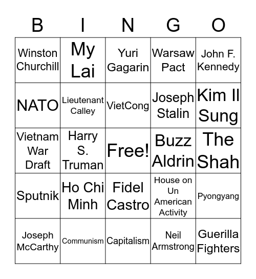 Cold War Bingo 5 Bingo Card