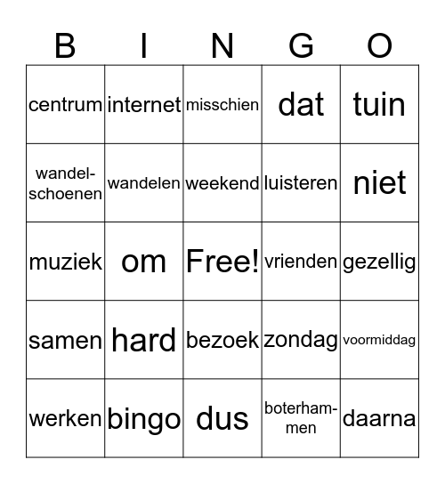 Weekendbingo II Bingo Card