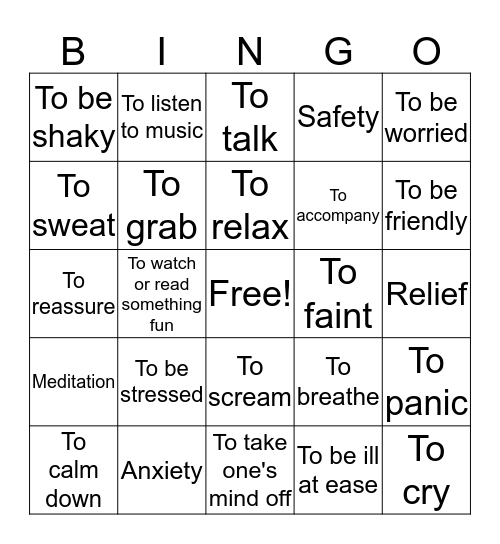 Deal with a stressed passenger on board Bingo Card
