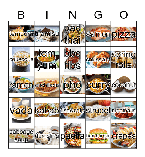 Foods Around The World Bingo Card