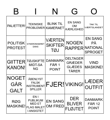 EUROVISION 2019 Bingo Card