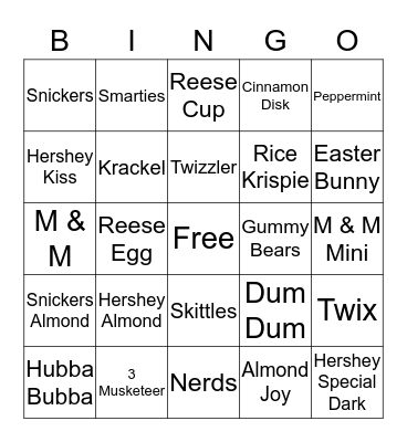 Candy Bingo Card