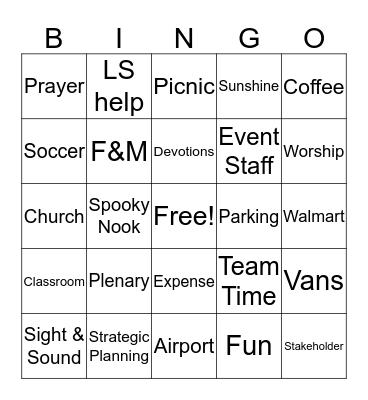 Leadership Summit Bingo Card