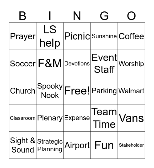 Leadership Summit Bingo Card