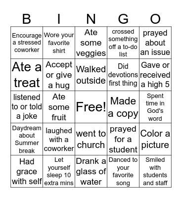 Melanie and Patty End of Year Bingo Card