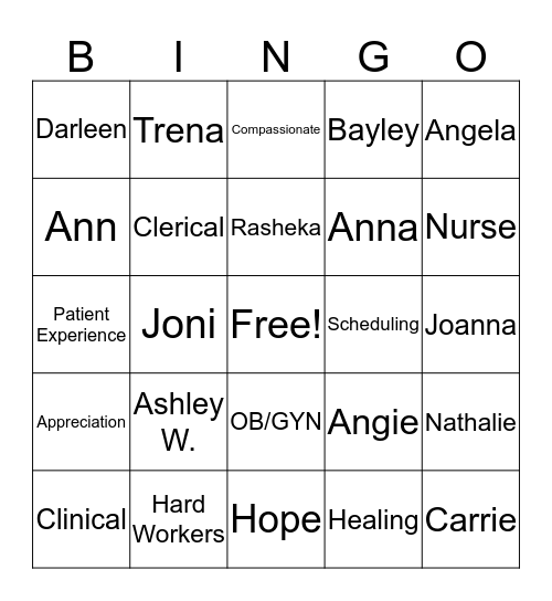It's All About You! Bingo Card