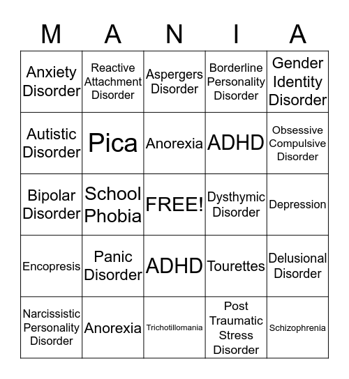 MANIA Bingo Card
