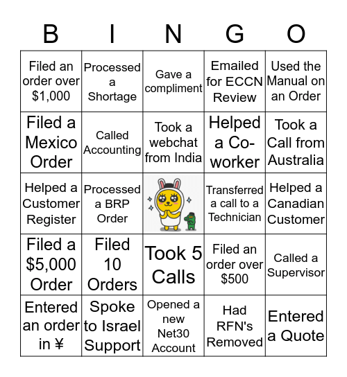 Global Sales Bingo Card