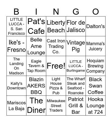 Reactivation Bingo Card