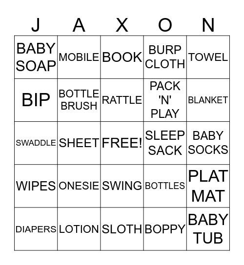 BABY SHOWER BINGO Card