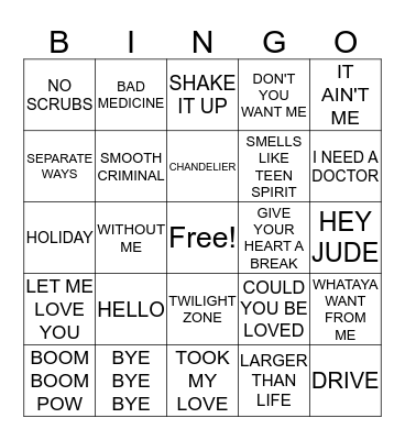 MUSICAL BINGO Card
