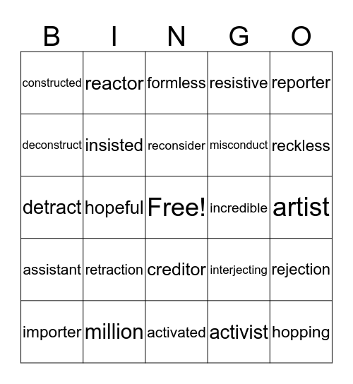 OG Bingo Card
