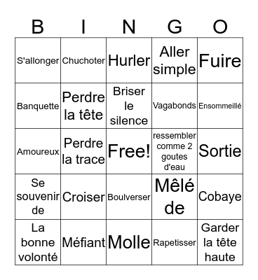 Vocabulary Bingo Card