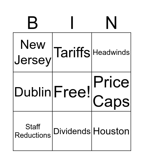 Town Hall Bingo Card