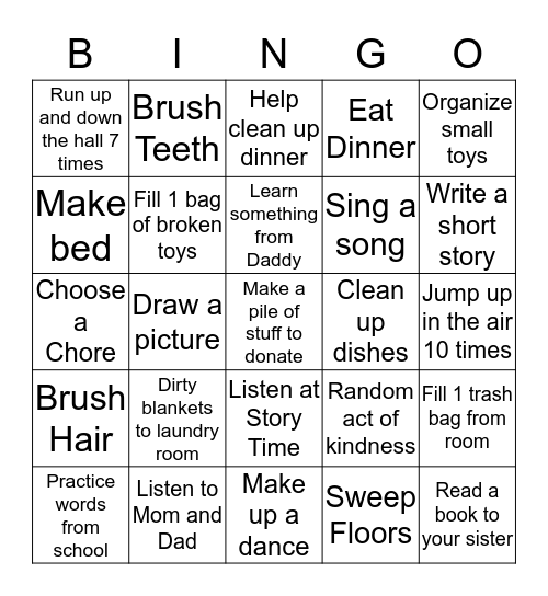 Activity Bingo for Sophie Bingo Card