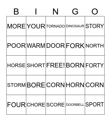 OR Bingo Card