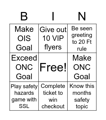 Old Navy Bingo Card