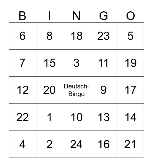 DEUTSCH Bingo Card