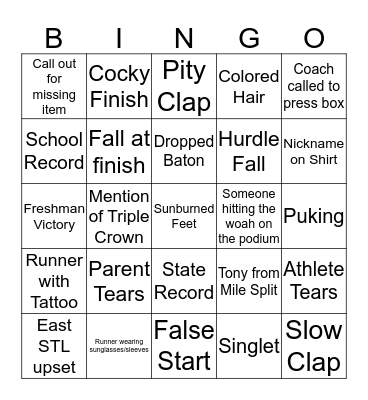 State Track 2019 Bingo Card