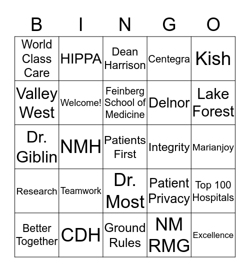 Summer Internship BINGO Card