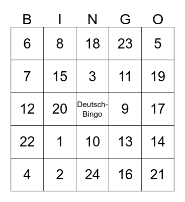 DEUTSCH Bingo Card