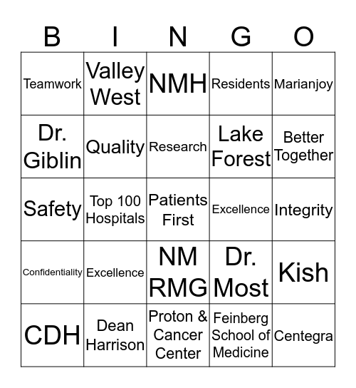 Summer Internship BINGO Card