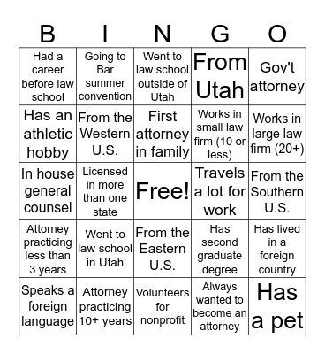 YLD/NLTP Spring Social Event Bingo Card