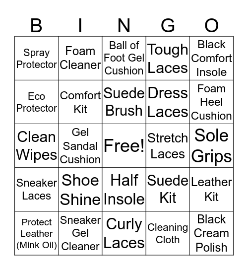 Walter's Shoe Care BINGO! Bingo Card