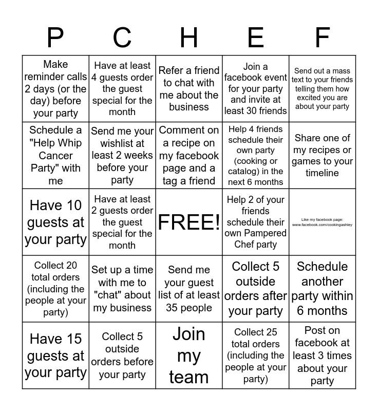 Host Bingo Card